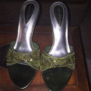 Green sequin high heels